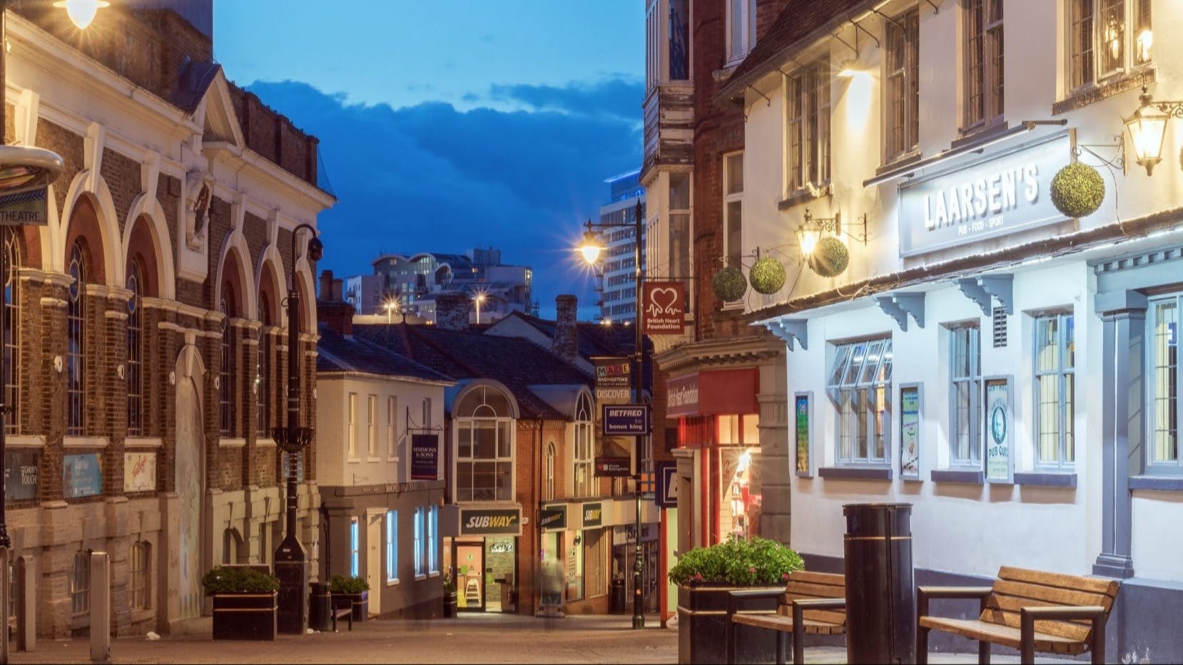 Evening Charm in Basingstoke's Historic Streets