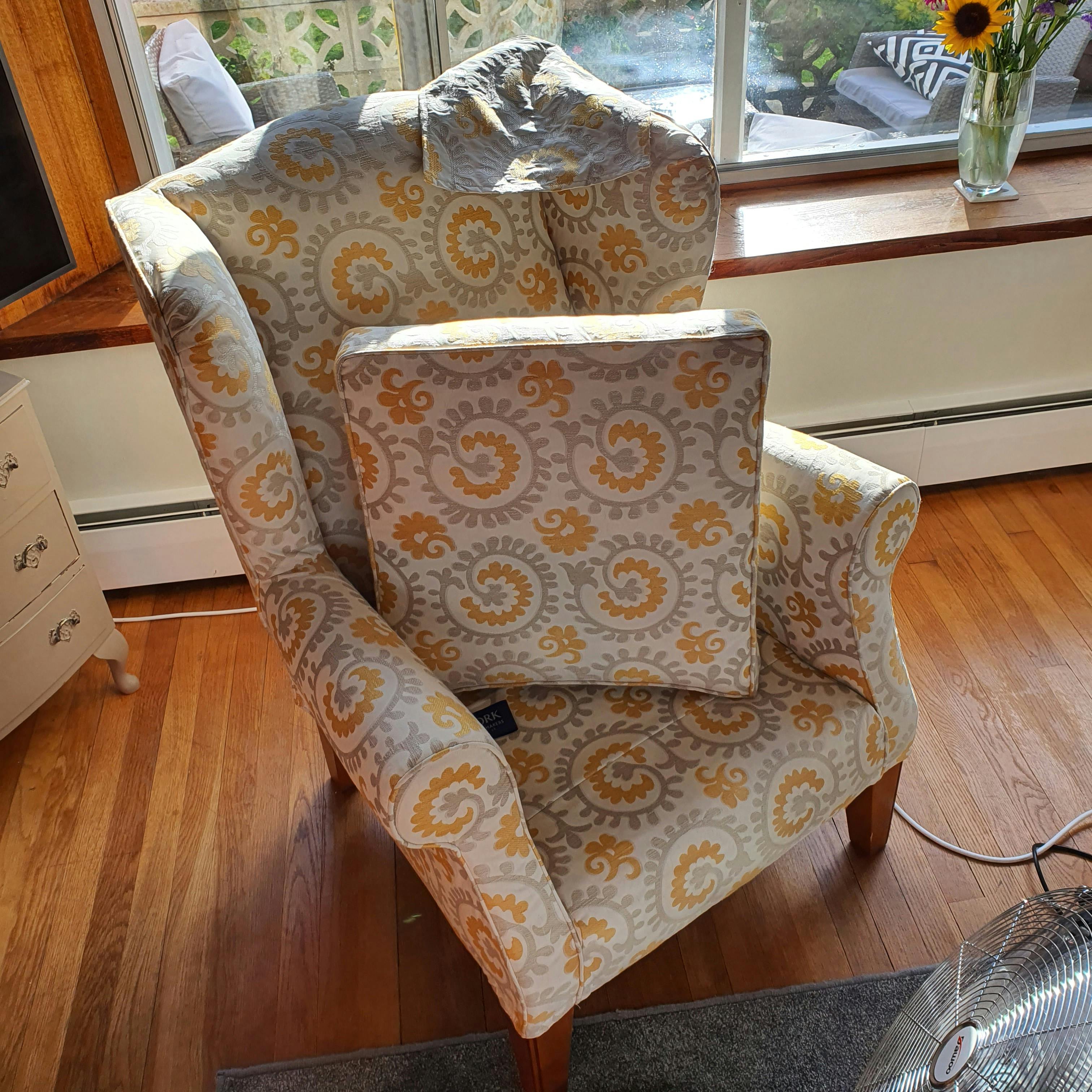 Freshly Cleaned Patterned Armchair by Carpetech Upholstery Services